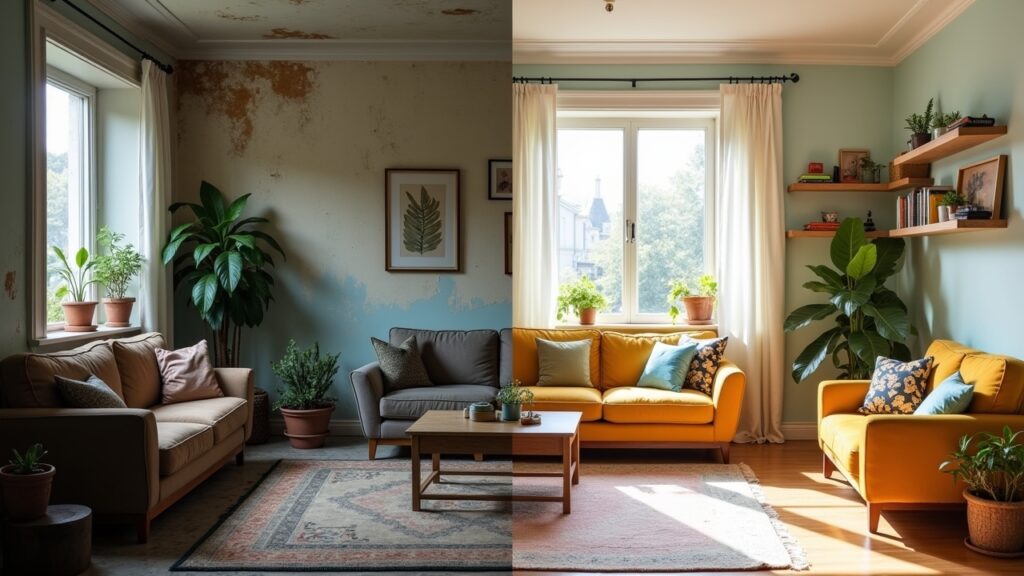 Budget makeover before and after comparison