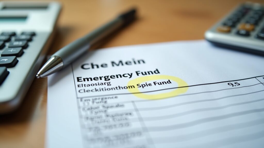Paycheck stub with emergency fund allocation highlighted