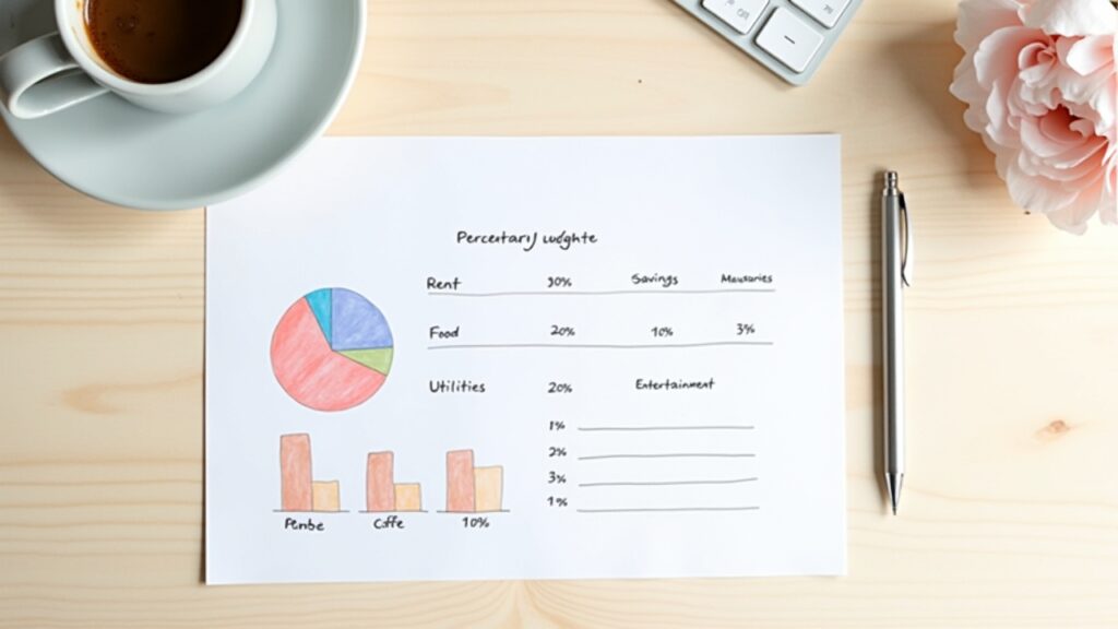 Simple percentage budget template on paper