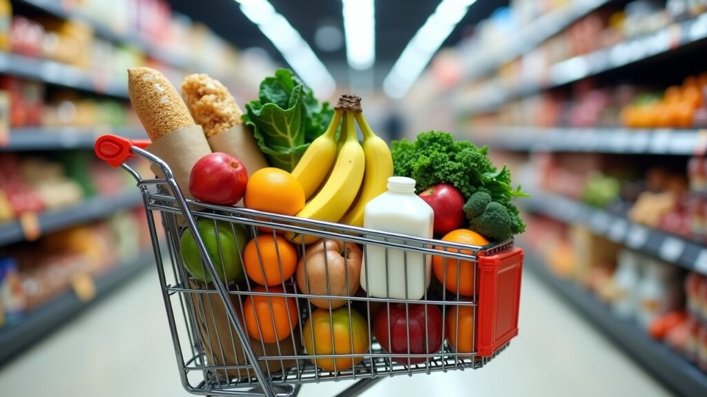 Grocery cart with affordable, nutritious food items