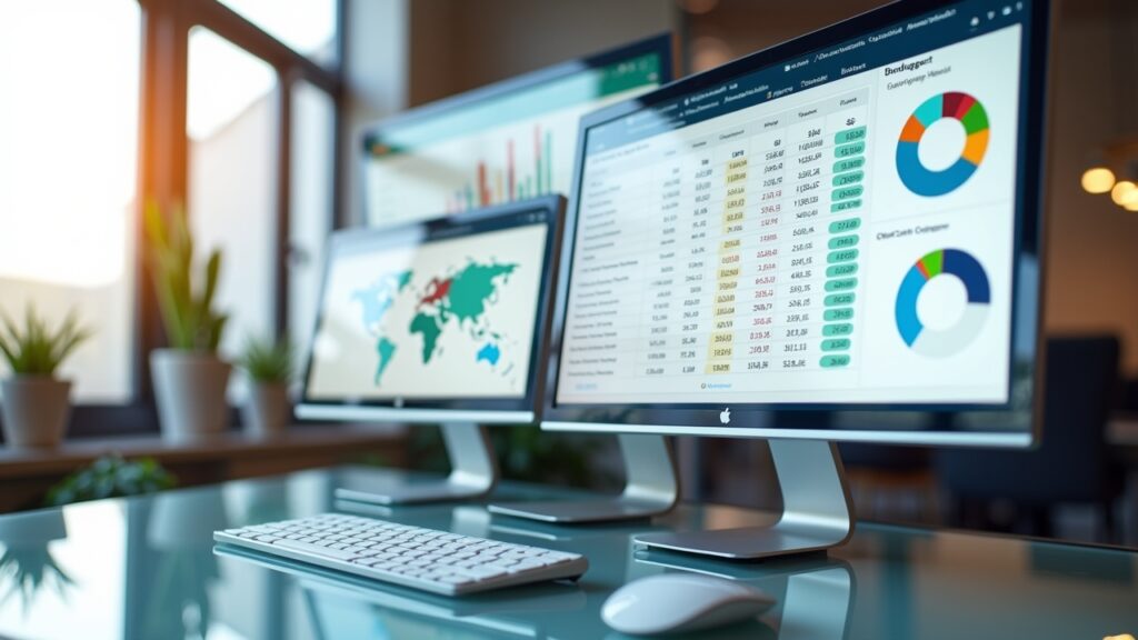 Multiple budget calculation results displayed on screen