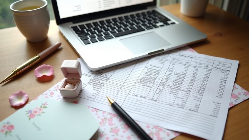 Wedding budget spreadsheet with detailed expense categories