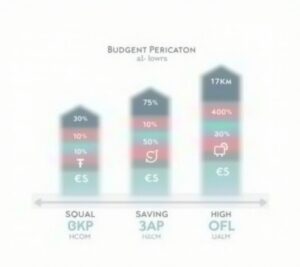 Infographic showing budget percentage breakdown by income level