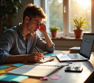 Colorful, visual budget system with sticky notes and charts