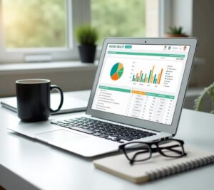 Computer screen showing various Excel budget template designs
