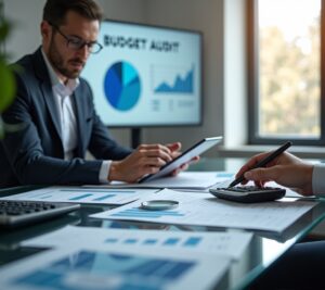 Person frustrated looking at failed budget with red numbers