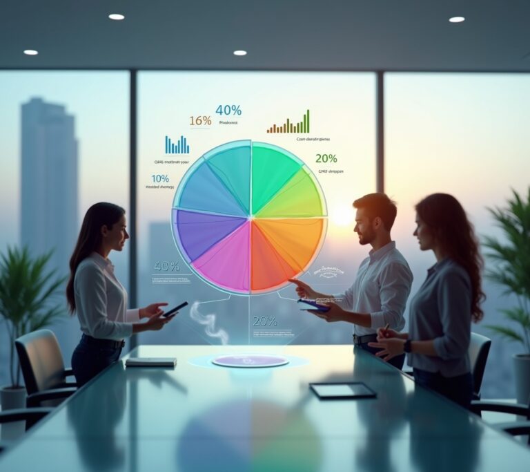 Pie chart showing budget allocation percentages