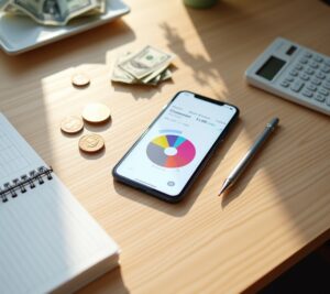 Person carefully budgeting with very small amounts of cash