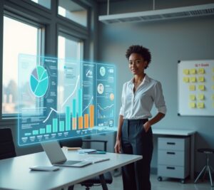 Vision board with financial goals and budget targets