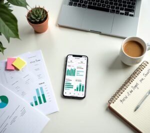 Smartphone displaying multiple free budgeting app icons